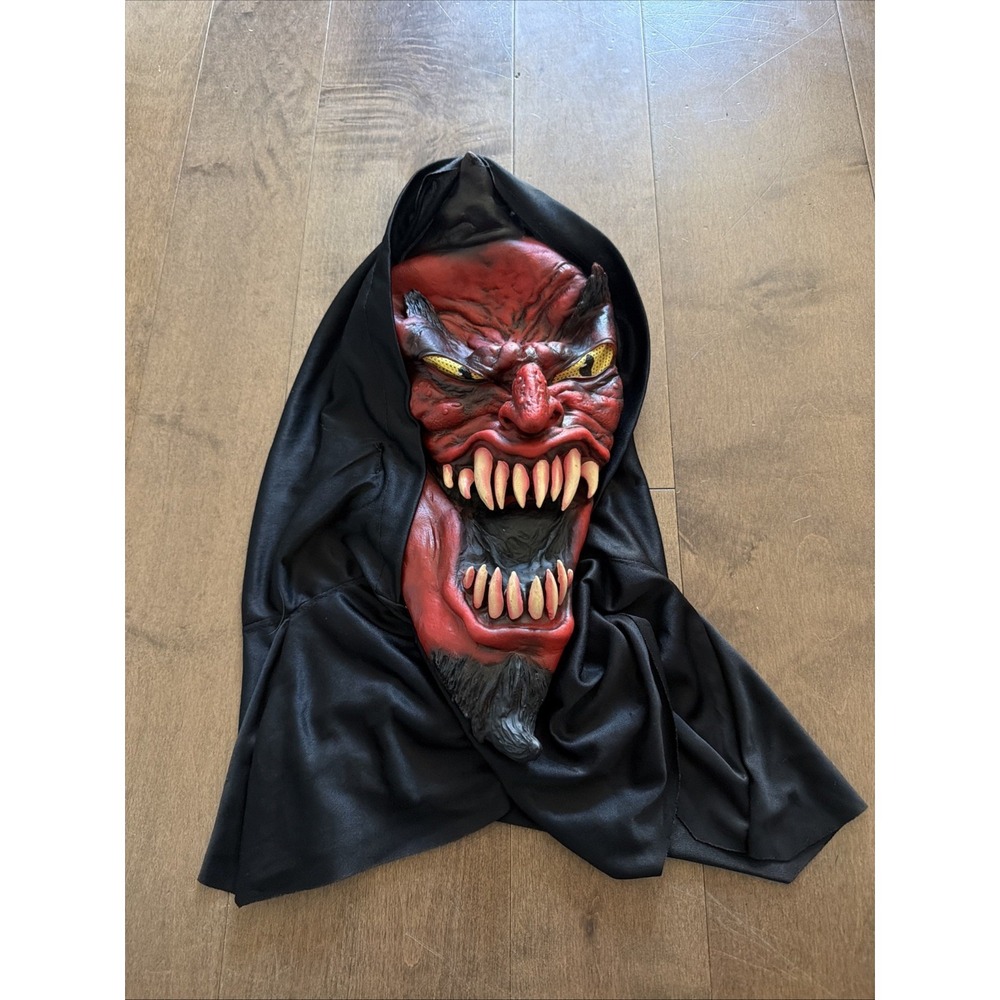 Vintage 2002 Paper Magic Halloween Head Mask Red Devil Ghoul
